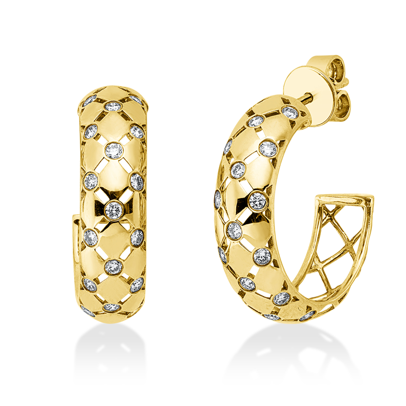 Image 90007571 - Ohrschmuck 14 kt GG, 34 Brillanten 0,46 ct, TW-si, H:19,9 mm, B:21,0 mm, S:5,8 ...