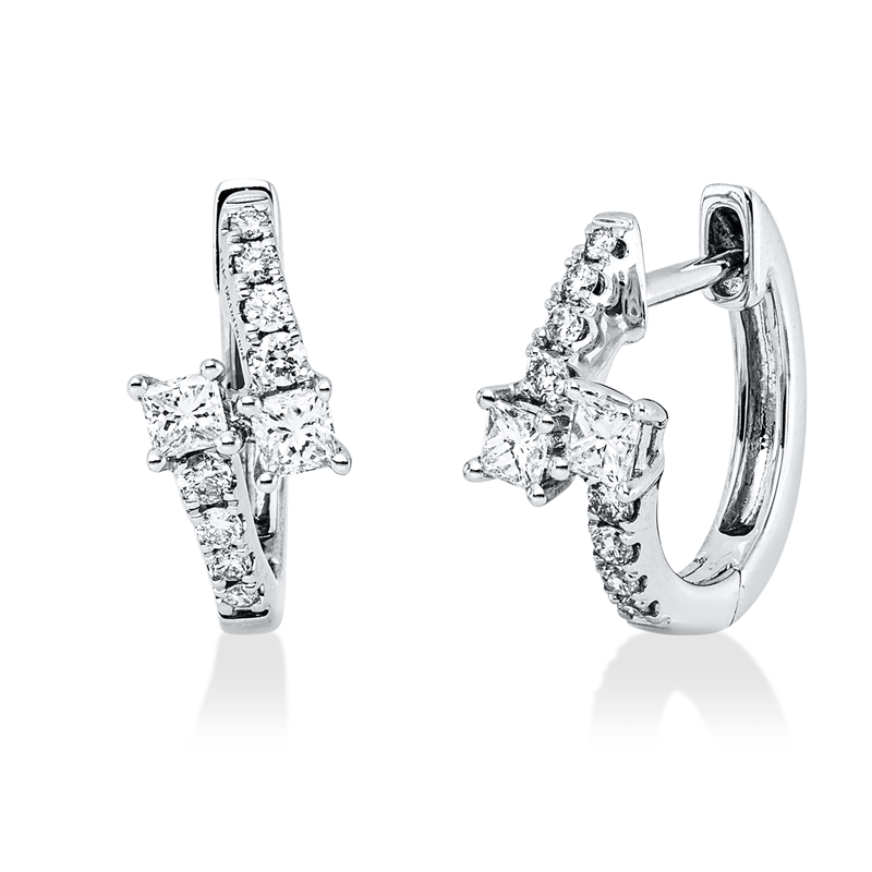 Image 90007576 - Creolen 18 kt WG, 4 Princ. 0,24 ct, TW-vsi, 16 Brillanten 0,14 ct, TW-si, H:12,7 mm, ...