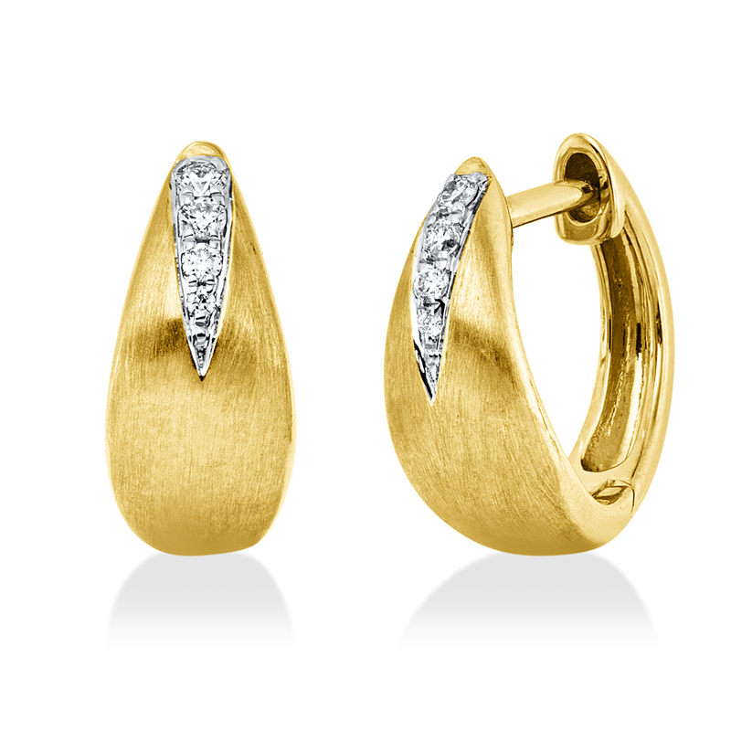 Image 90007583 - Creolen 14 kt GG, Fassung rhodiniert, mattiert, 8 Brillanten 0,06 ct, W-si, H:11,6 mm, ...