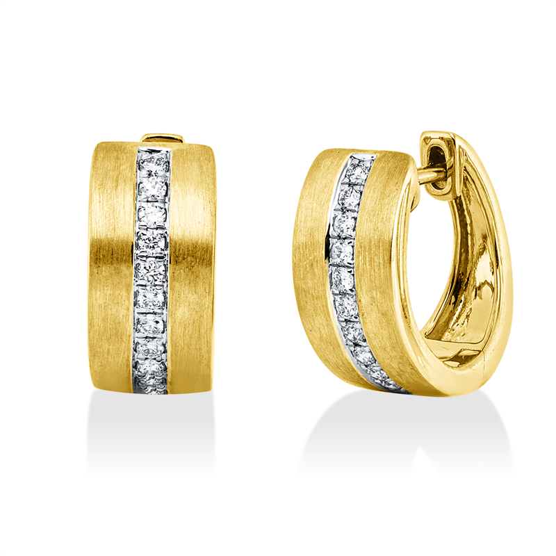 Image 90007584 - Creolen 14 kt GG, Fassung rhodiniert, mattiert, 20 Brillanten 0,14 ct, W-si, H:12,6 mm, ...