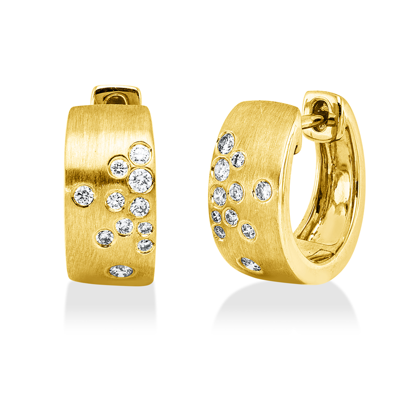 Image 90007586 - Creolen 14 kt GG, mattiert, 22 Brillanten 0,20 ct, W-si, H:12,0 mm, B:11,5 mm, S:5,7 ...