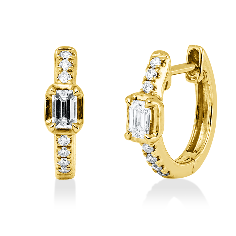 Image 90007752 - Creolen 18 kt GG, 2 Sm.schliff 0,20 ct, TW-vsi, 14 Brillanten 0,08 ct, W-si, H:11,6 mm, ...