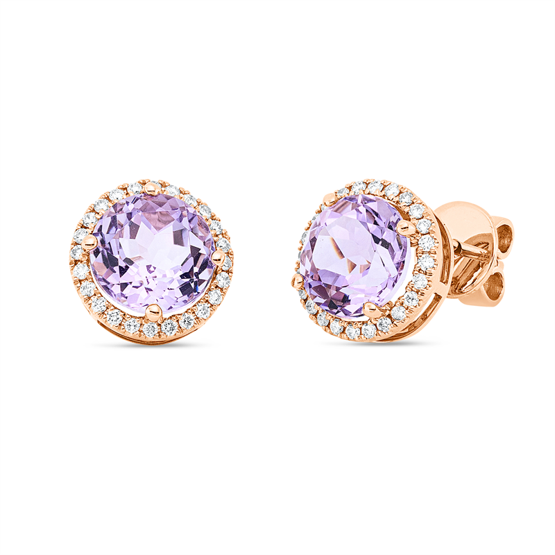 Image 90007409 - Ohrstecker 4er-Krappe 18 kt RG, 48 Brillanten 0,26 ct, TW-si, 2 Amethyste 4,00 ct pink, ...