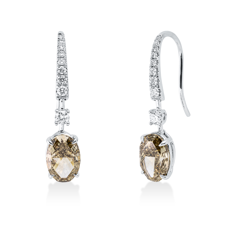 Image 90007410 - Ohrhänger 4er-Krappe 18 kt WG, 2 GIA, 18 Brillanten 0,36 ct, TW-si, 2 Oval 4,20 ct, ...