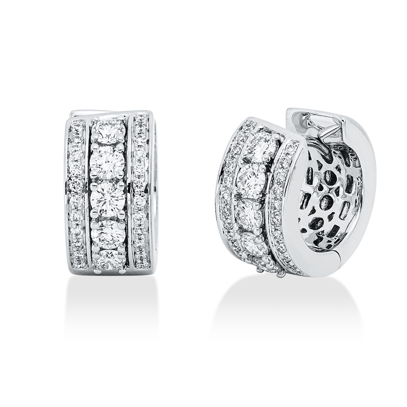 Image 90007418 - Creolen 18 kt WG, 56 Brillanten 1,05 ct, TW-vsi, H:13,8 mm, B:15,3 mm, S:7,3 ...