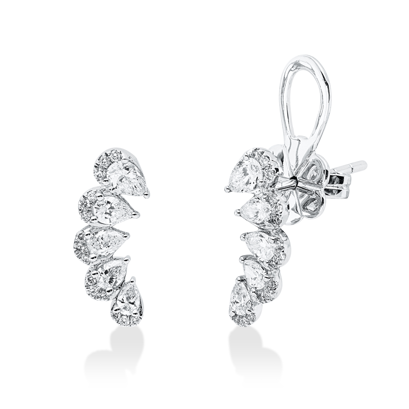 Image 90007424 - Ohrschmuck 18 kt WG, 6 Tropfen 0,54 ct, TW-si, 30 Brillanten 0,11 ct, TW-si, 4 Tropfen ...
