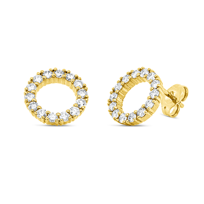Image 90007431 - Ohrstecker 14 kt GG Kreis, 28 Brillanten 0,84 ct, W-si, H:11,9 mm, B:11,9 mm, S:2,4 ...