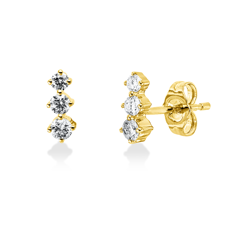 Image 90007432 - Ohrstecker 14 kt GG, 4 Brillanten 0,14 ct, I-pi, 2 Brillanten 0,07 ct, I-pi, H:8,4 mm, ...