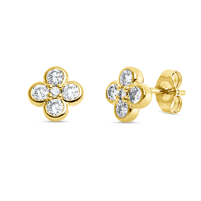 Image 90007433 - Ohrstecker 14 kt GG, 10 Brillanten 0,69 ct, W-si/pi, H:8,1 mm, B:8,2 mm, S:3,0 ...