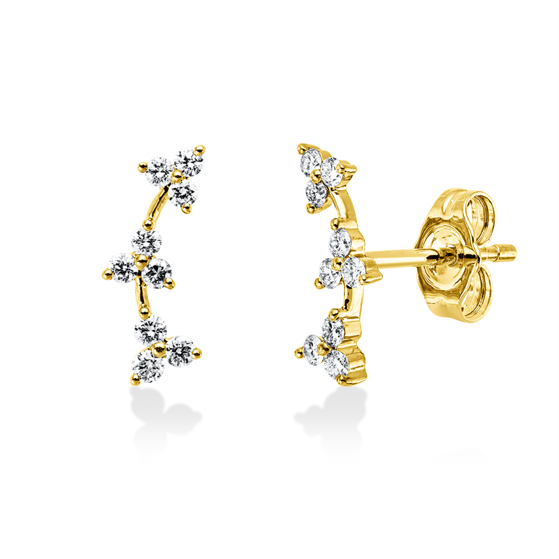 Image 90007434 - Ohrstecker 14 kt GG, 18 Brillanten 0,24 ct, W-si, H:12,1 mm, B:5,0 mm, S:2,0 ...