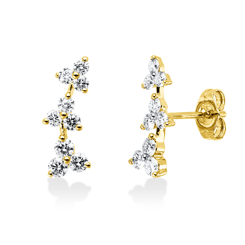 Image 90007435 - Ohrstecker 14 kt GG, 18 Brillanten 0,69 ct, W-si/pi, H:14,9 mm, B:2,5 mm, S:5,6 ...