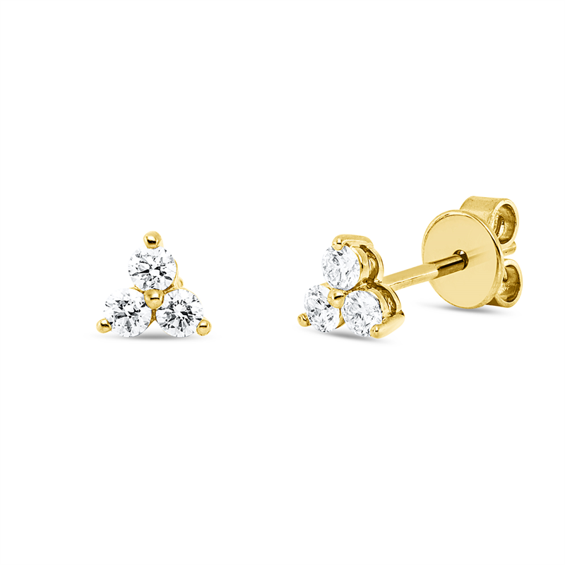 Image 90007438 - Ohrstecker 14 kt GG, 6 Brillanten 0,28 ct, W-si, H:4,8 mm, B:5,4 mm, S:2,7 ...