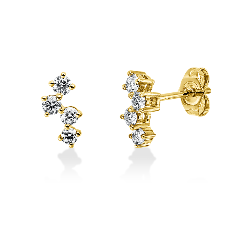 Image 90007440 - Ohrstecker 14 kt GG, 8 Brillanten 0,43 ct, W-pi, H:9,8 mm, B:4,6 mm, S:2,8 ...