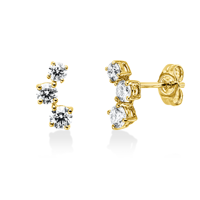 Image 90007441 - Ohrstecker 14 kt GG, 2 Brillanten 0,23 ct, W-si, 2 Brillanten 0,36 ct, W-si, 2 Brillanten ...