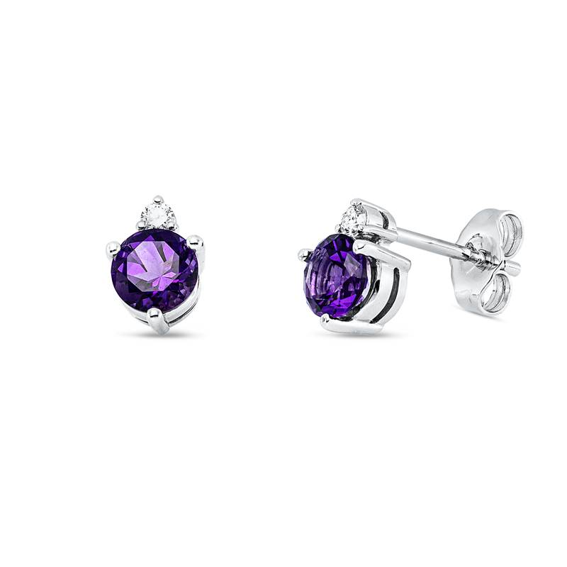 Image 90007444 - Ohrstecker 14 kt WG, 2 Brillanten 0,07 ct, W-si/pi, 2 Amethyste 0,92 ct lila, H:8,3 mm, ...