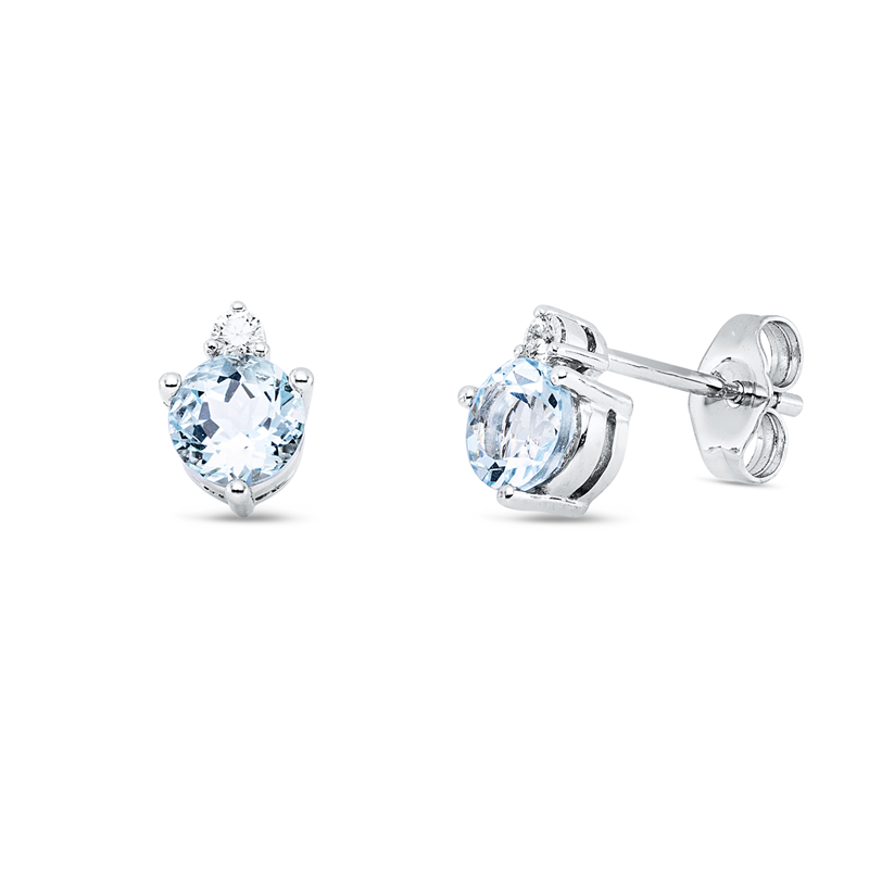 Image 90007445 - Ohrstecker 14 kt WG, 2 Brillanten 0,07 ct, W-si/pi, 2 Aquamarin 0,92 ct blau, H:7,9 mm, ...