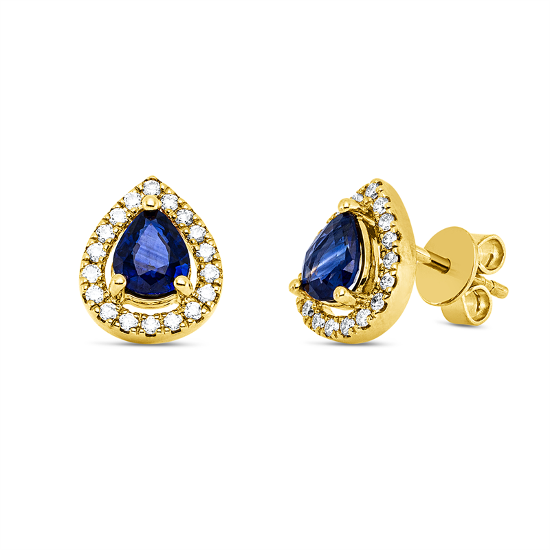 Image 90007459 - Ohrstecker 14 kt GG, 36 Brillanten 0,22 ct, W-si, 2 Saphire 1,14 ct blau, H:10,0 mm, ...