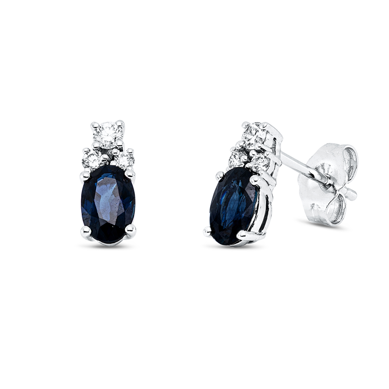 Image 90007460 - Ohrstecker 14 kt WG, 2 Brillanten 0,08 ct, W-si, 4 Brillanten 0,08 ct, W-si, 2 Saphire ...