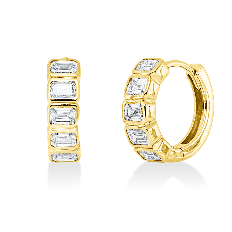 Image 90007468 - Creolen 18 kt GG, 10 Sm.schliff 0,90 ct, F-si, H:11,6 mm, B:12,7 mm, S:3,8 ...