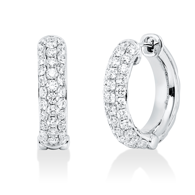 Image 90007473 - Creolen 18 kt WG, 66 Brillanten 1,48 ct, TW-vsi, H:18,3 mm, B:18,2 mm, S:4,4 ...