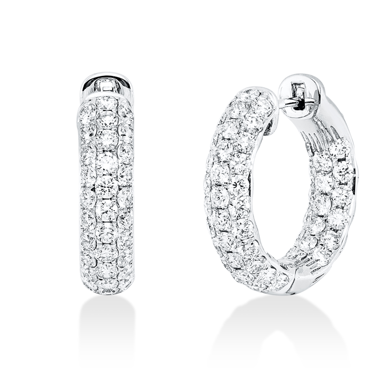 Image 90007474 - Creolen 18 kt WG, 102 Brillanten 2,57 ct, TW-vsi, H:18,5 mm, B:18,9 mm, S:4,6 ...