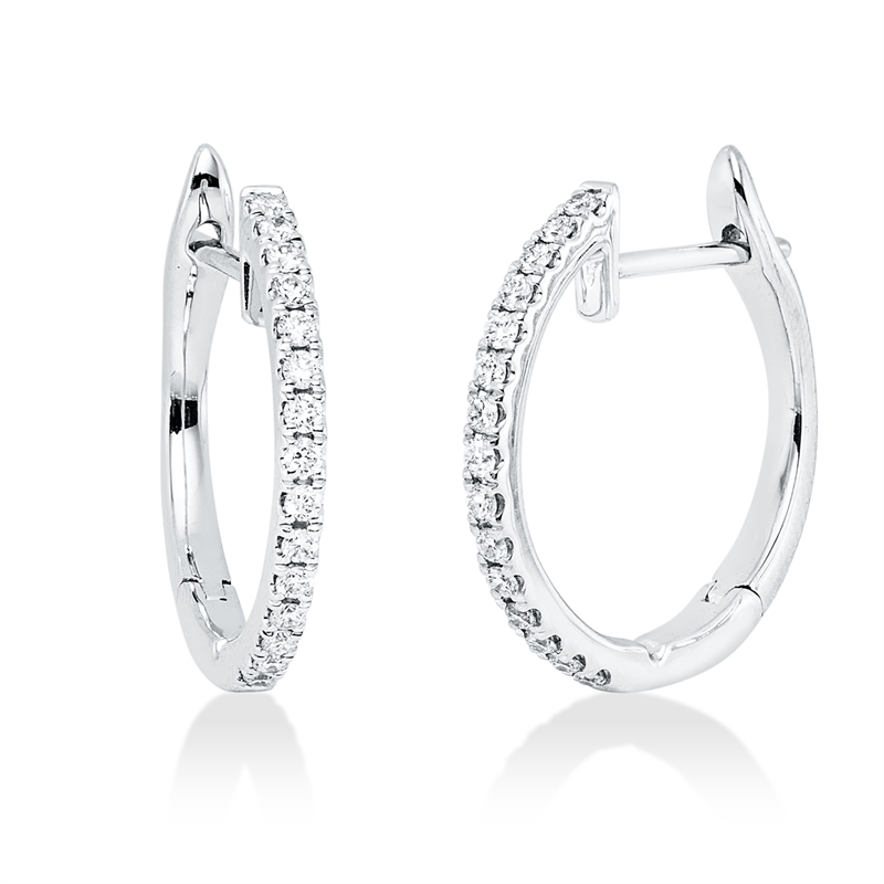 Image 90007477 - Creolen 18 kt WG, 30 Brillanten 0,19 ct, TW-vsi, H:15,5 mm, B:15,9 mm, S:1,4 ...