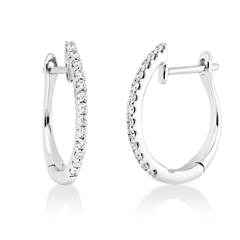 Image 90007495 - Creolen 18 kt WG, 26 Brillanten 0,13 ct, TW-vsi, H:15,0 mm, B:13,3 mm, S:1,1 ...
