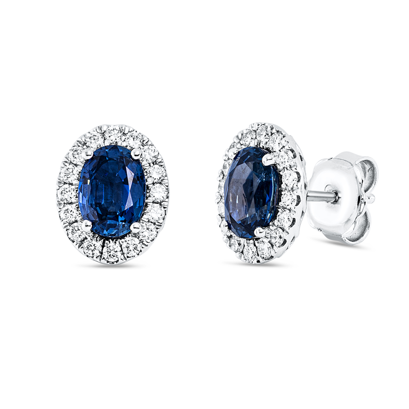 Image 90007496 - Ohrstecker 18 kt WG, 32 Brillanten 0,38 ct, TW-vsi, 2 Saphire 2,21 ct blau, H:10,8 mm, ...