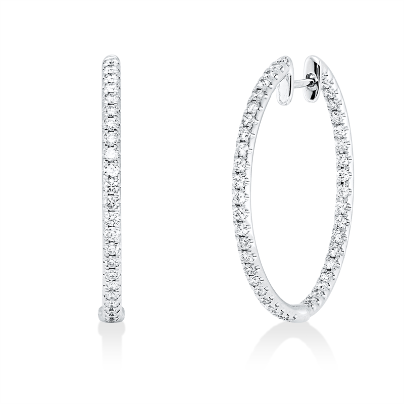 Image 90007501 - Creolen 18 kt WG, 88 Brillanten 1,20 ct, TW-vsi, H:29,0 mm, B:29,7 mm, S:1,9 ...