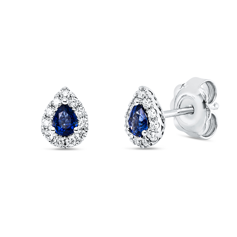 Image 90007833 - Ohrstecker 18 kt WG, 22 Brillanten 0,15 ct, TW-vsi, 2 Saphire 0,35 ct blau, H:7,2 mm, ...