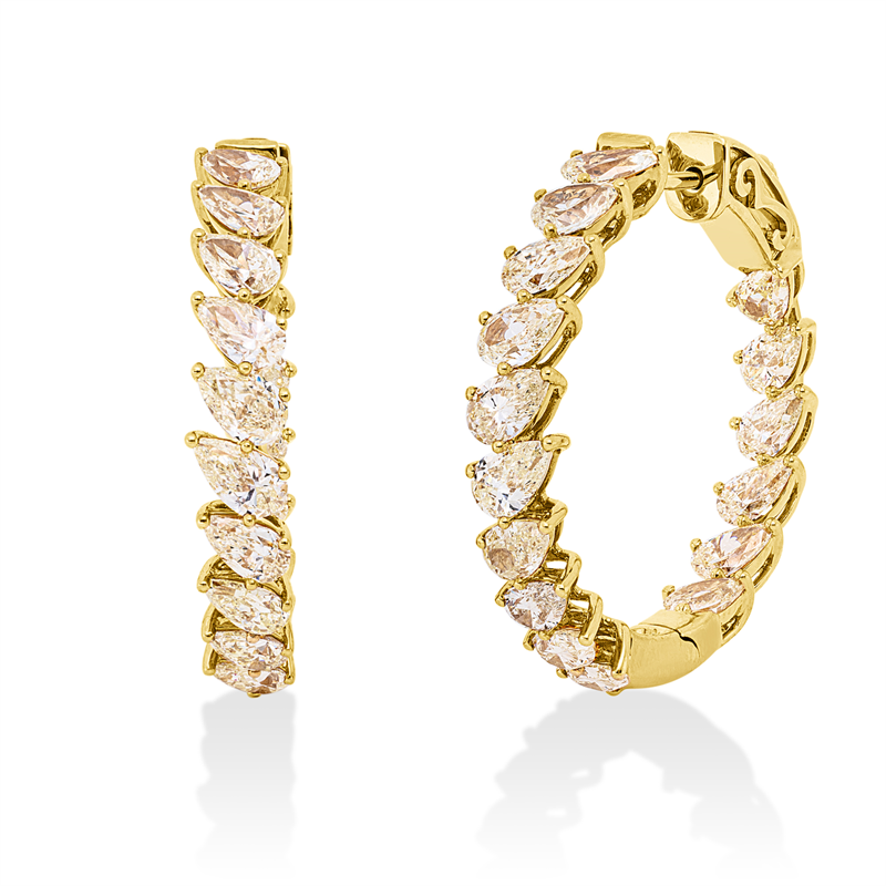 Image 90007846 - Creolen 18 kt GG, 32 Tropfen 6,36 ct, gelb-si, H:29,1 mm, B:29,7 mm, S:4,8 ...