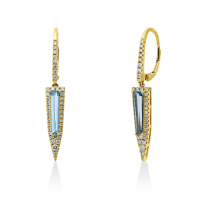 Image 90007404 - Ohrschmuck 14 kt GG, 14 Brillanten 0,17 ct, W-si/pi, 64 Brillanten 0,30 ct, W-si/pi, 2 ...
