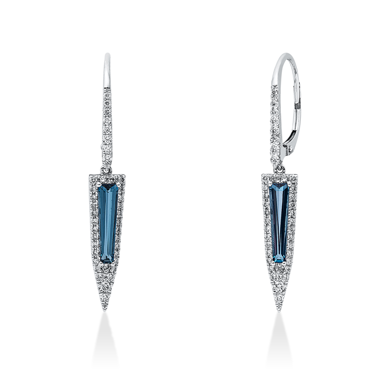 Image 90007406 - Ohrschmuck 14 kt WG, 14 Brillanten 0,17 ct, W-si, 64 Brillanten 0,33 ct, W-si, 2 Topase ...