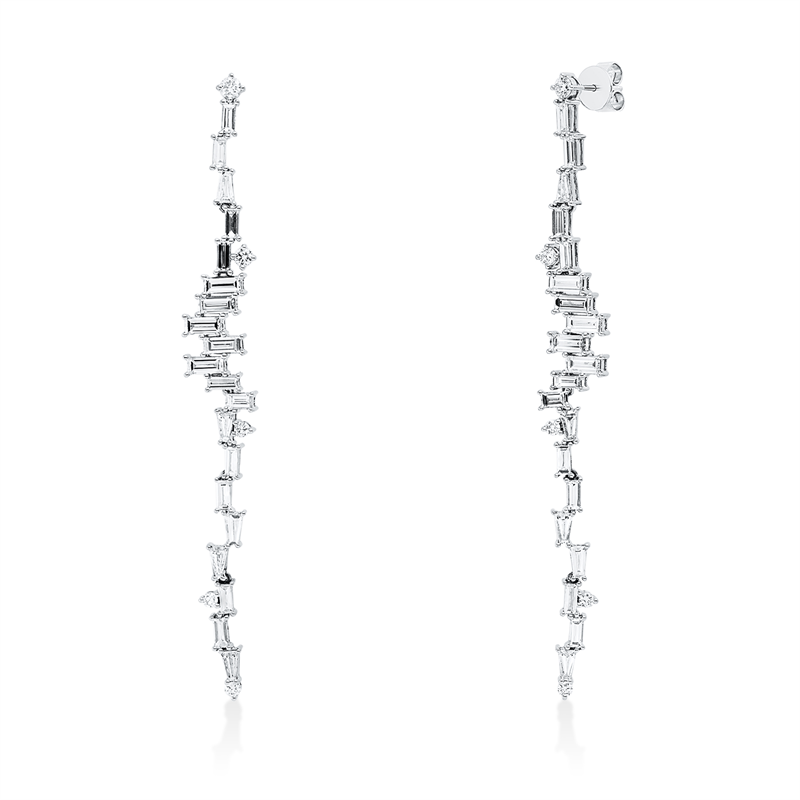 Image 90007409 - Ohrschmuck 18 kt WG, 30 Baguette 3,02 ct, TW-vvs, 10 Trapeze 0,92 ct, TW-vvs, 10 ...