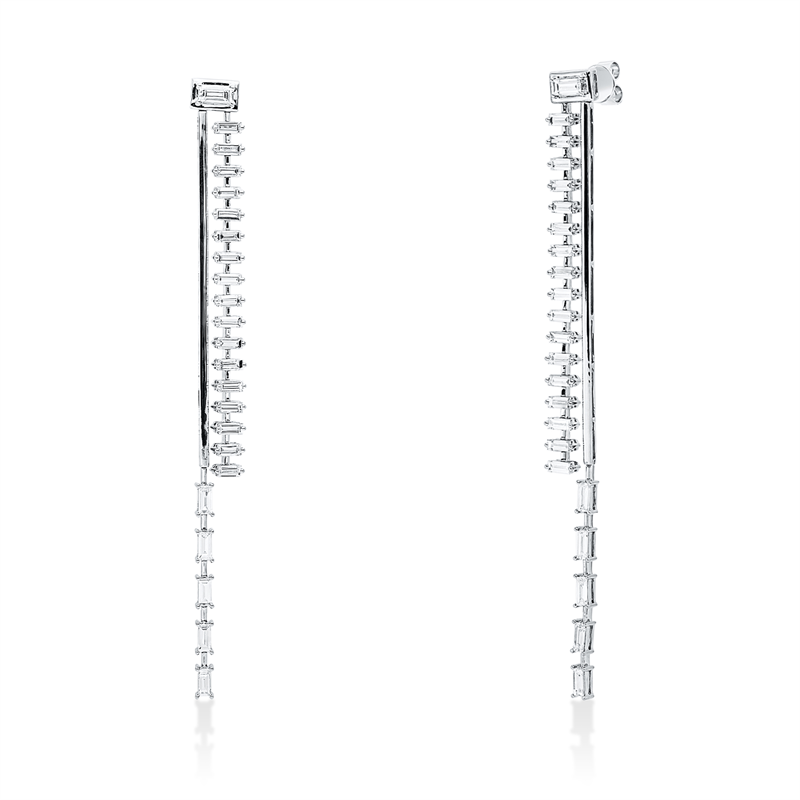Image 90007856 - Ohrschmuck 18 kt WG, 10 Baguette 1,04 ct, TW-vvs, 2 Baguette 0,38 ct, TW, 34 Baguette ...