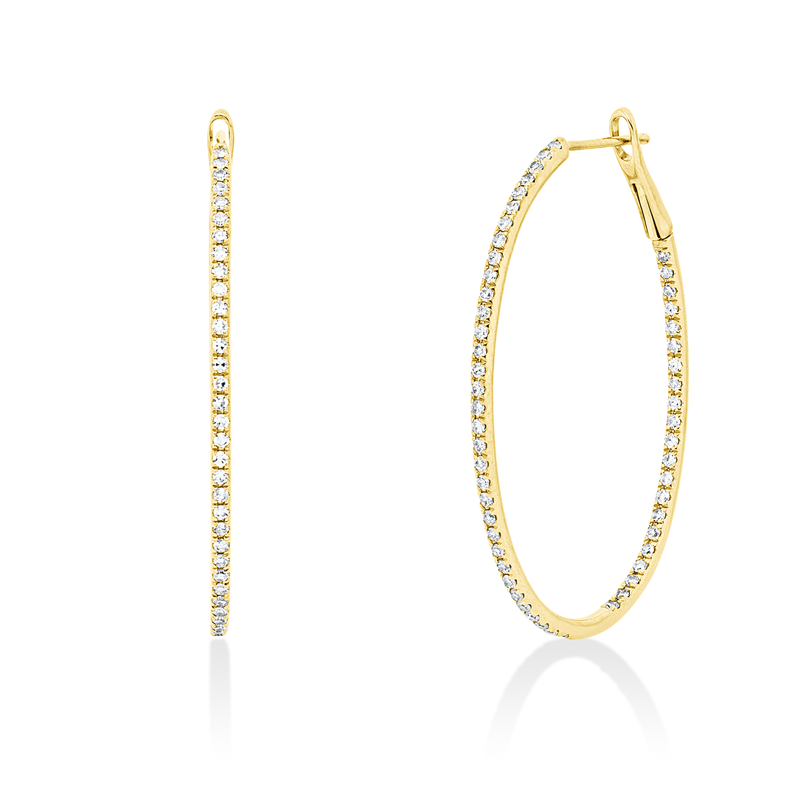Image 90007993 - Creolen 18 kt GG, 108 Diamanten 0,54 ct, TTLB-si, H:35,5 mm, B:23,5 mm, S:1,3 ...
