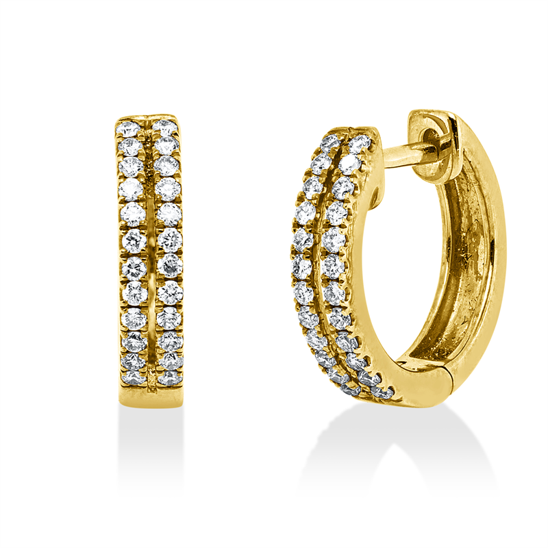 Image 90007994 - Creolen 18 kt GG, 48 Brillanten 0,29 ct, W-si, H:12,1 mm, B:13,6 mm, S:2,9 ...