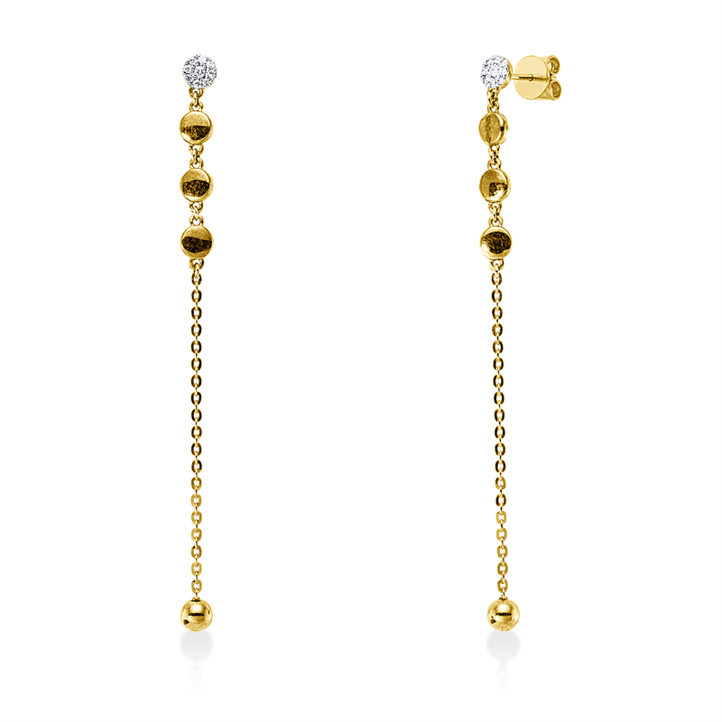 Image 90008001 - Ohrschmuck 18 kt GG, Fassung rhodiniert, 18 Brillanten 0,09 ct, I-si, H:70,0 mm, B:4,1 ...