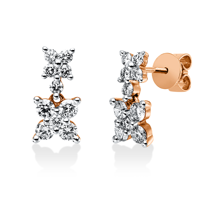 Image 90008005 - Ohrschmuck 18 kt RG WG, 20 Brillanten 0,80 ct, I-si, H:11,0 mm, B:6,5 mm, S:3,1 ...