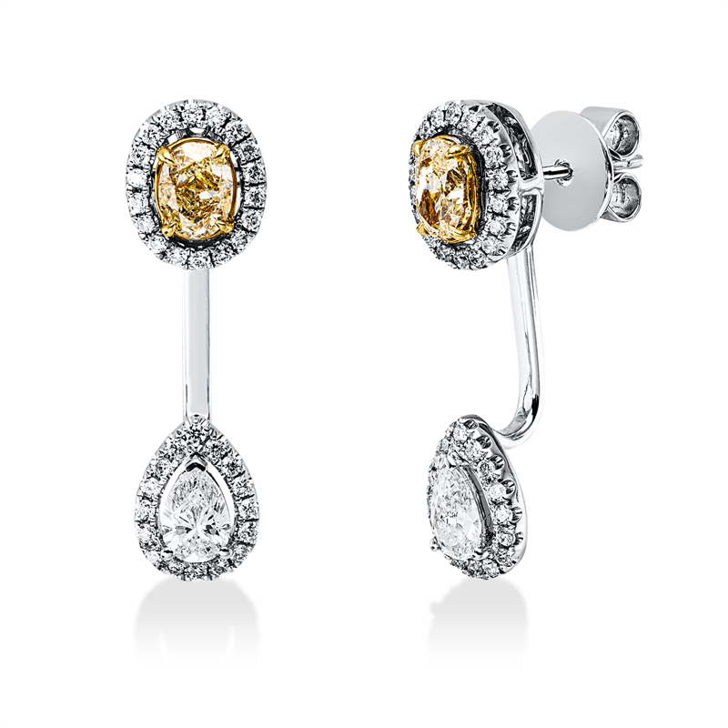 Image 90007863 - Ohrschmuck 18 kt WG GG, 2 GIA, 68 Brillanten 0,35 ct, TW-si, 2 Tropfen 0,49 ct, TW-si, 2 ...