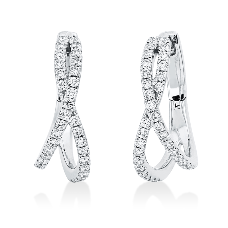 Image 90007864 - Creolen 18 kt WG, 68 Brillanten 0,33 ct, TW-si, H:15,0 mm, B:5,0 mm, S:14,7 ...
