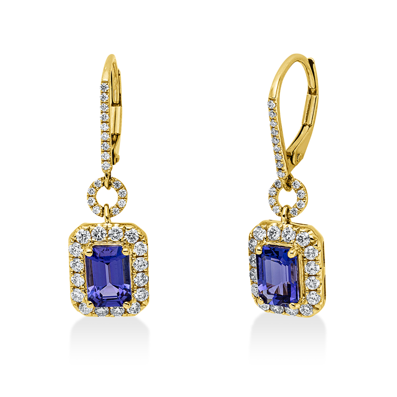 Image 90007867 - Ohrschmuck 14 kt GG WG, 66 Brillanten 0,69 ct, TW-si, 2 Tansanit 2,04 ct blau, H:38,4 mm, ...