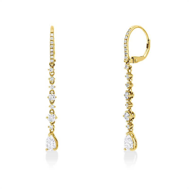 Image 90007869 - Ohrschmuck 18 kt GG WG, 2 Tropfen 0,77 ct, TW-si, 30 Brillanten 0,62 ct, TW-si, H:43,0 ...