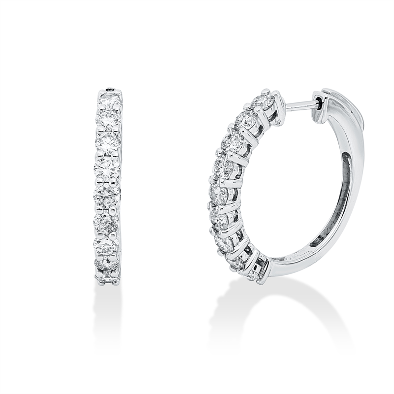 Image 90007871 - Creolen 14 kt WG, 18 Brillanten 1,64 ct, TW-si, H:22,0 mm, B:22,3 mm, S:2,7 ...