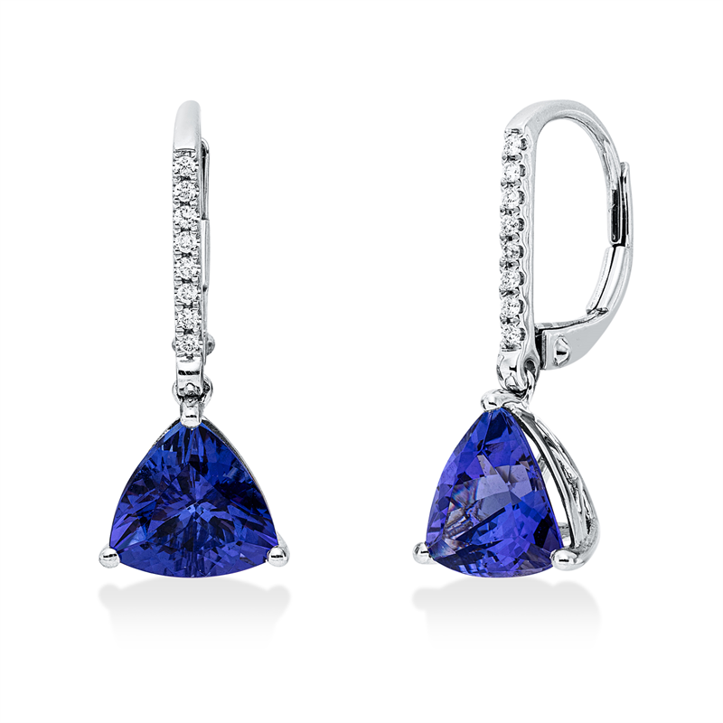 Image 90007872 - Ohrschmuck 3er-Krappe 14 kt WG, 16 Brillanten 0,08 ct, TW-si, 2 Tansanit 3,55 ct blau, ...