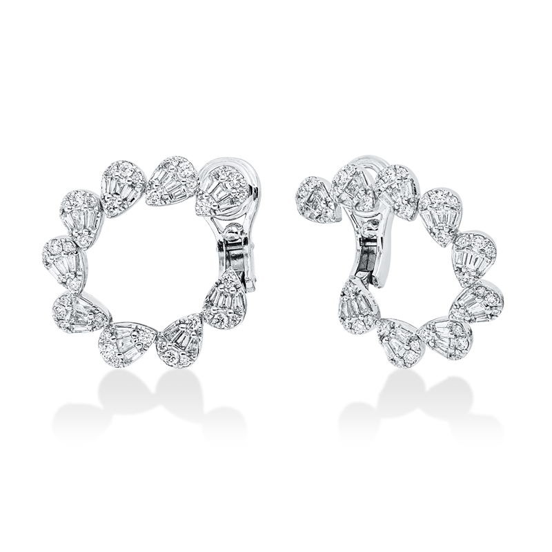 Image 90007874 - Creolen 18 kt WG, 54 Baguette 1,09 ct, TW-si, 72 Brillanten 0,88 ct, TW-si, H:24,2 mm, ...