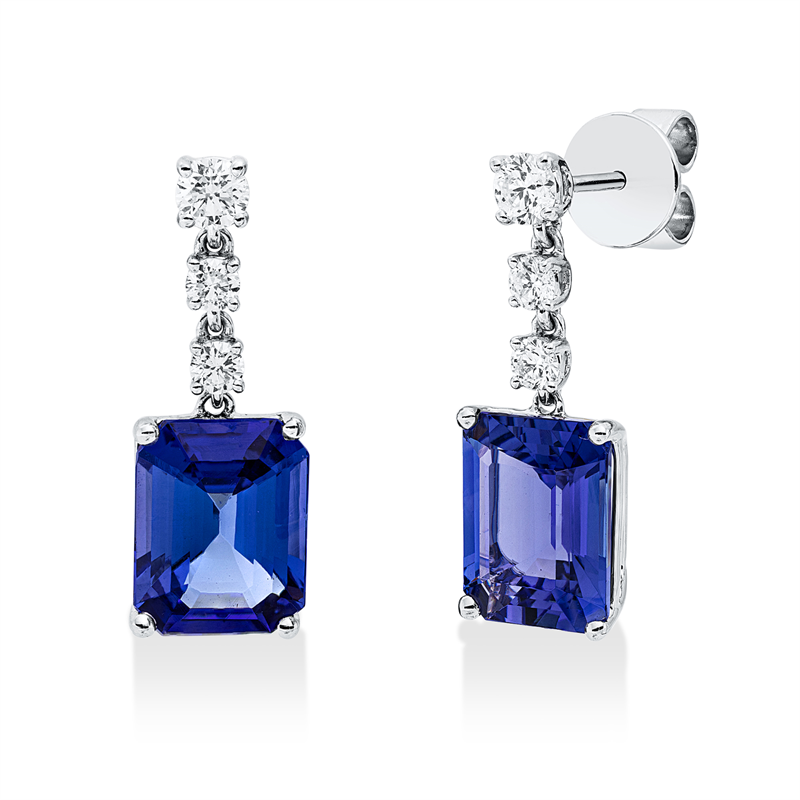 Image 90007876 - Ohrschmuck 18 kt WG, 6 Brillanten 0,51 ct, TW-si, 2 Tansanit 6,07 ct blau, H:22,3 mm, ...