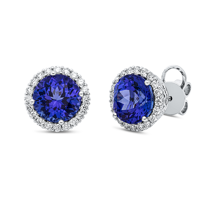 Image 90007879 - Ohrstecker 18 kt WG, 40 Brillanten 0,61 ct, TW-si, 2 Tansanit 6,73 ct blau, S:6,8 mm, ...