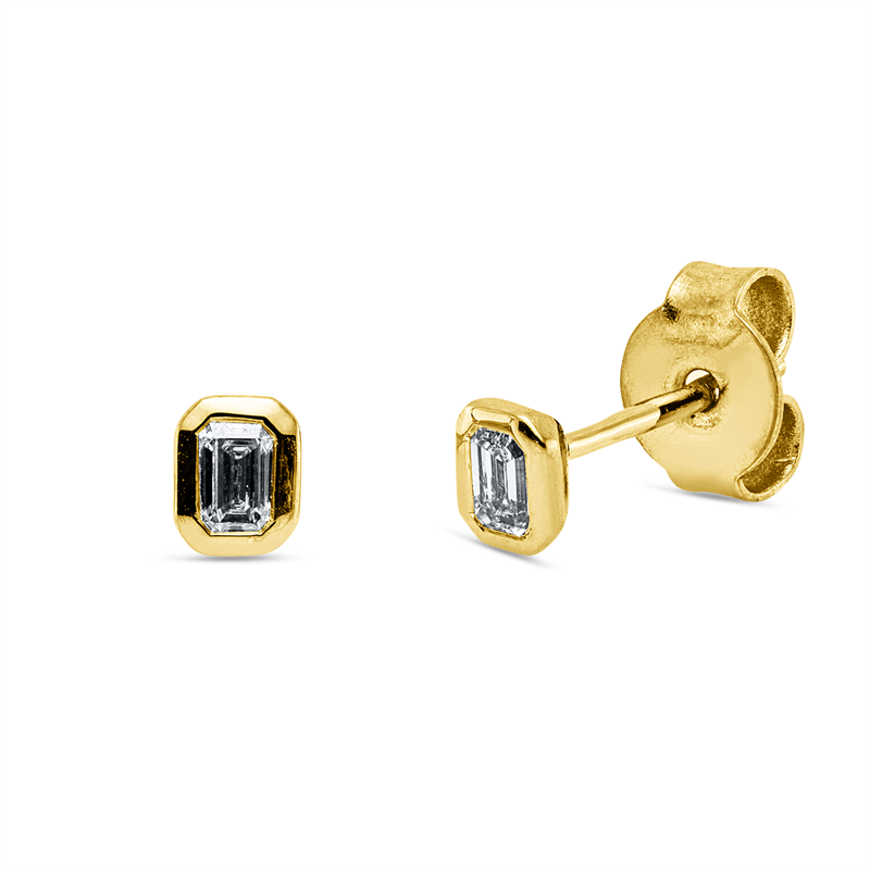 Image 90007887 - Ohrstecker Zarge 18 kt GG, 2 Sm.schliff 0,20 ct, TW-si =*=*= Unterkategorie: Baguette, ...