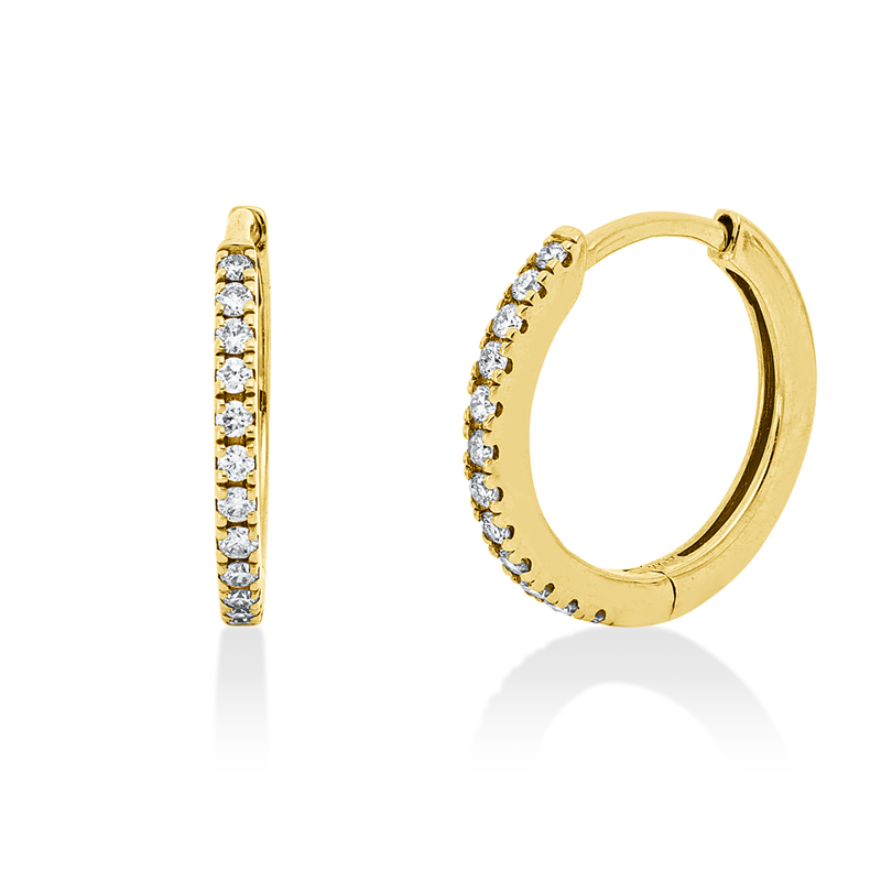 Image 90007891 - Creolen 14 kt GG, 24 Brillanten 0,14 ct, W-si/pi, H:11,8 mm, B:12,8 mm, S:1,1 ...